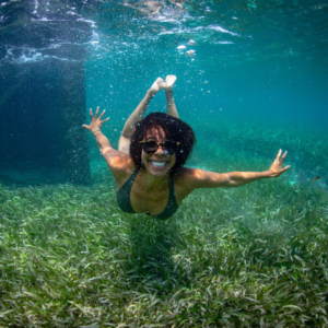 Dr. Ayana Elizabeth Johnson Swimming in Jamaica’s seagrass - 2018 